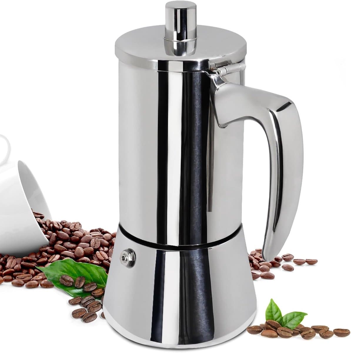 300ml 6-Kops Verdikte Moka Pot van 304 Roestvrijstaal - Italiaanse Espressomachine, Geschikt voor Inductiefornuizen, Draagbaar & Eenvoudig in Gebruik — afbeelding 1