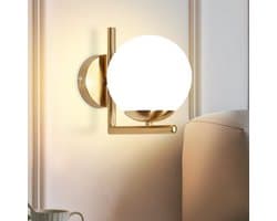 NETTLIFE Wandlamp - Vintage - Goud - Glazen bol - E27 Binnen Wandlamp - Slaapkamer - Trappenhuis-excl. lichtbron