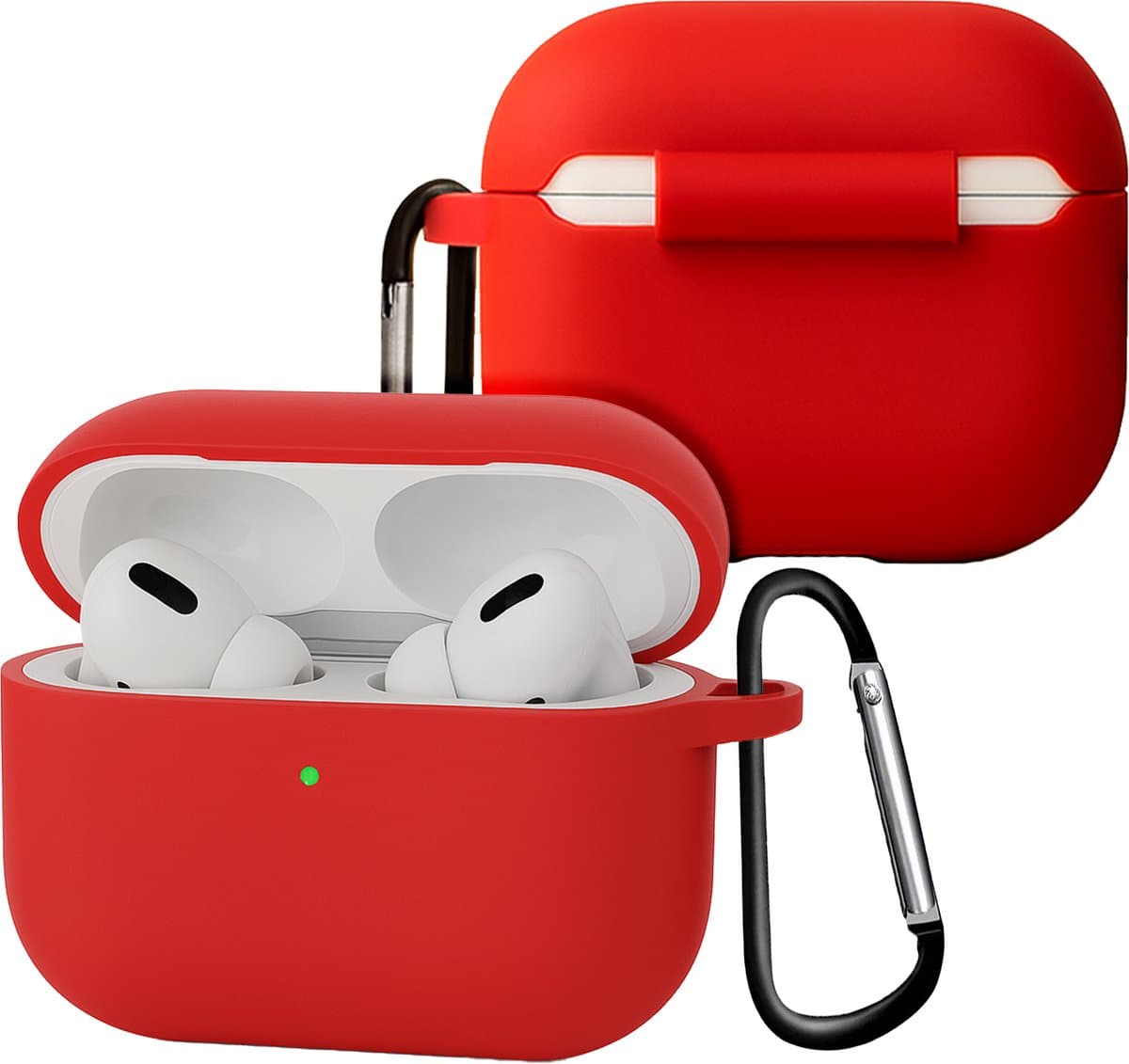 Case - Geschikt voor Apple Airpods Pro 3 - Siliconen Hoes met Clip - Silicone Hoesje Cover - Rood — afbeelding 1