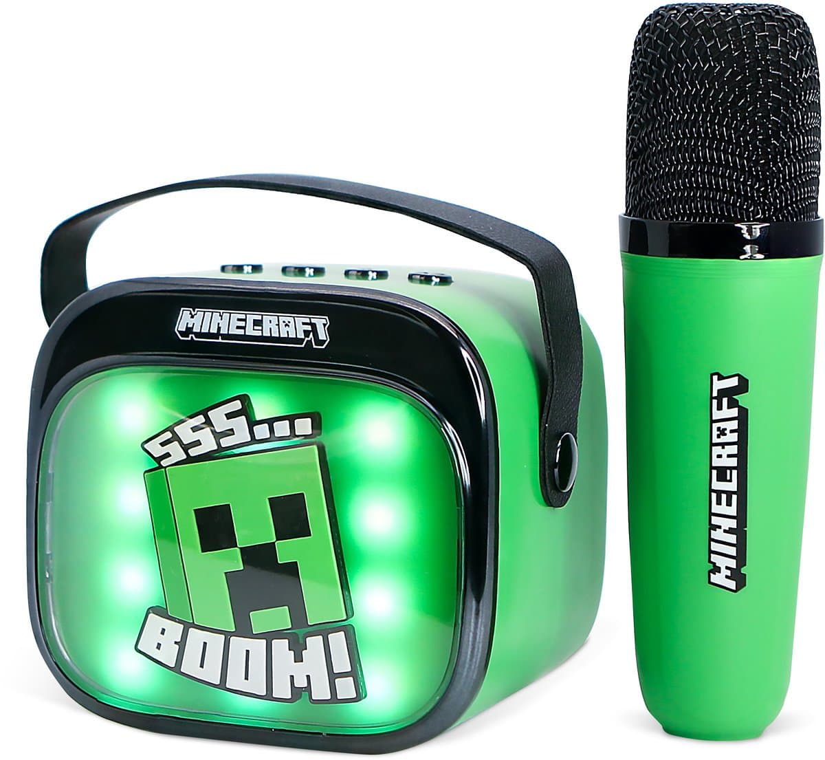 Minecraft - karaoke set voor kinderen - draadloze microfoon en speaker - met lichteffecten - stemvervorming — afbeelding 1