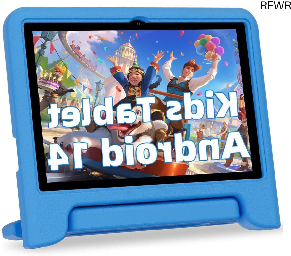 RFWR® Kindertablet 10 inch met Android 14, 10 GB RAM, 64 GB opslag en hoge resolutie touchscreen — afbeelding 1