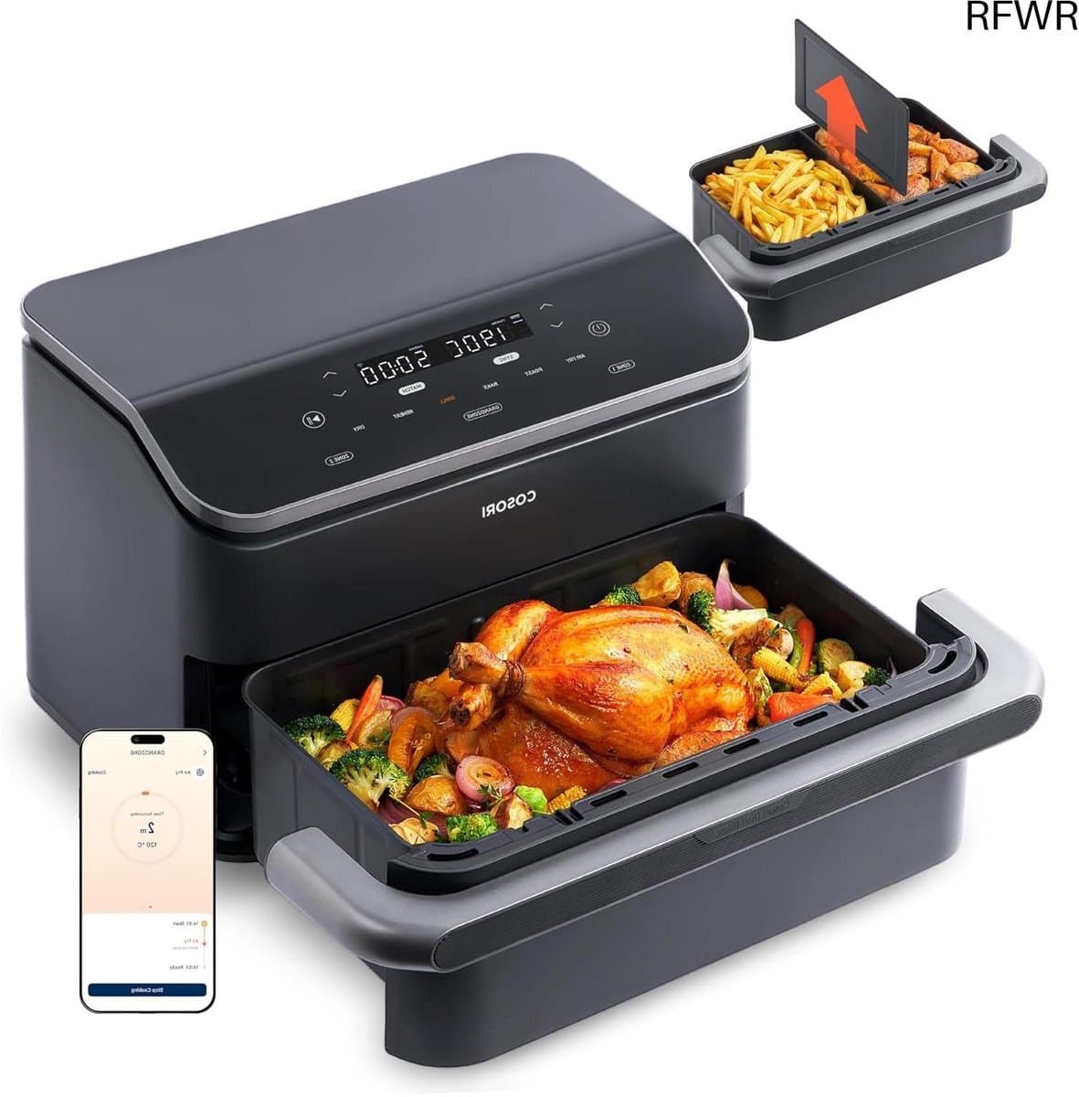 RFWR® Twee Kamers Heteluchtfriteuse met 10 Liter Capaciteit en Dual Blaze Technologie — afbeelding 1