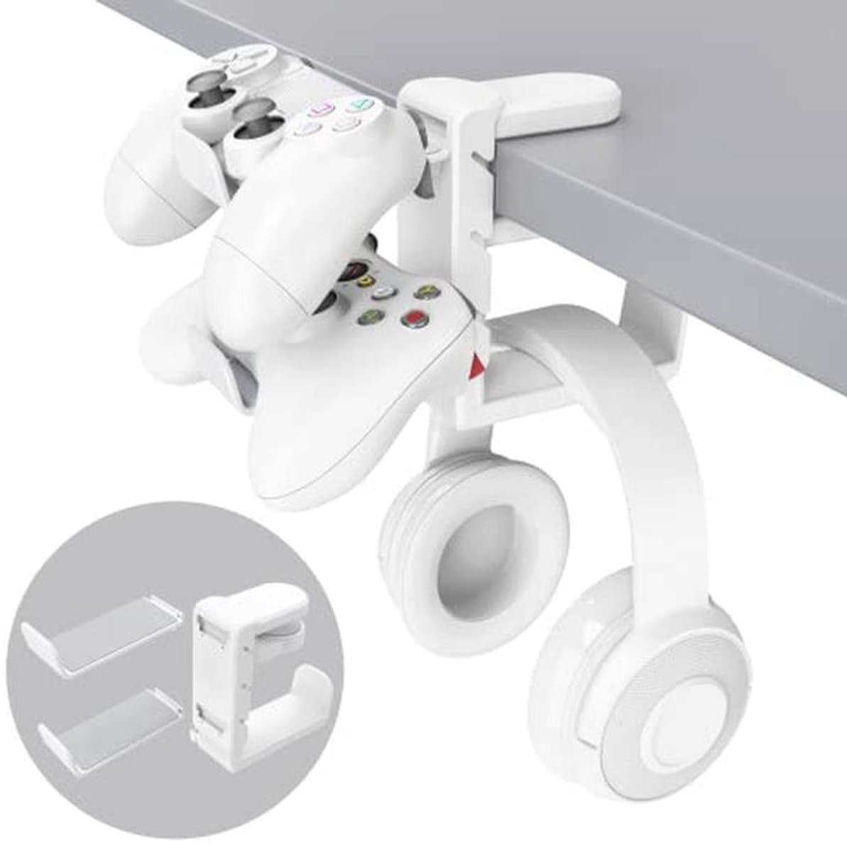 2-in-1 PC Gaming Hoofdtelefoon en Controller Houder met Verstelbare Arm en Kabel Clips — afbeelding 1