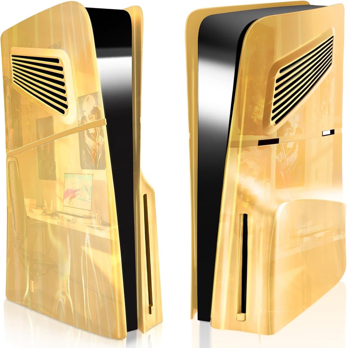 YONO Faceplate geschikt voor Playstation PS5 SLIM Disc Edition - Cover Plate - Skin - Behuizing - Accessoires - Goud — afbeelding 1