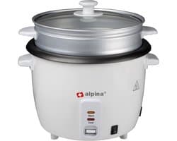 Alpina Rijstkoker - 1,8 Liter - 700 Watt - Stomer voor Groente - Warmhoudfunctie - Wit