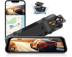 Dashcam voor auto - Zwart - 10 inch - Spiegel Dashcam met 4K Ultra-HD en Achteruitrijcamera - Voor Auto