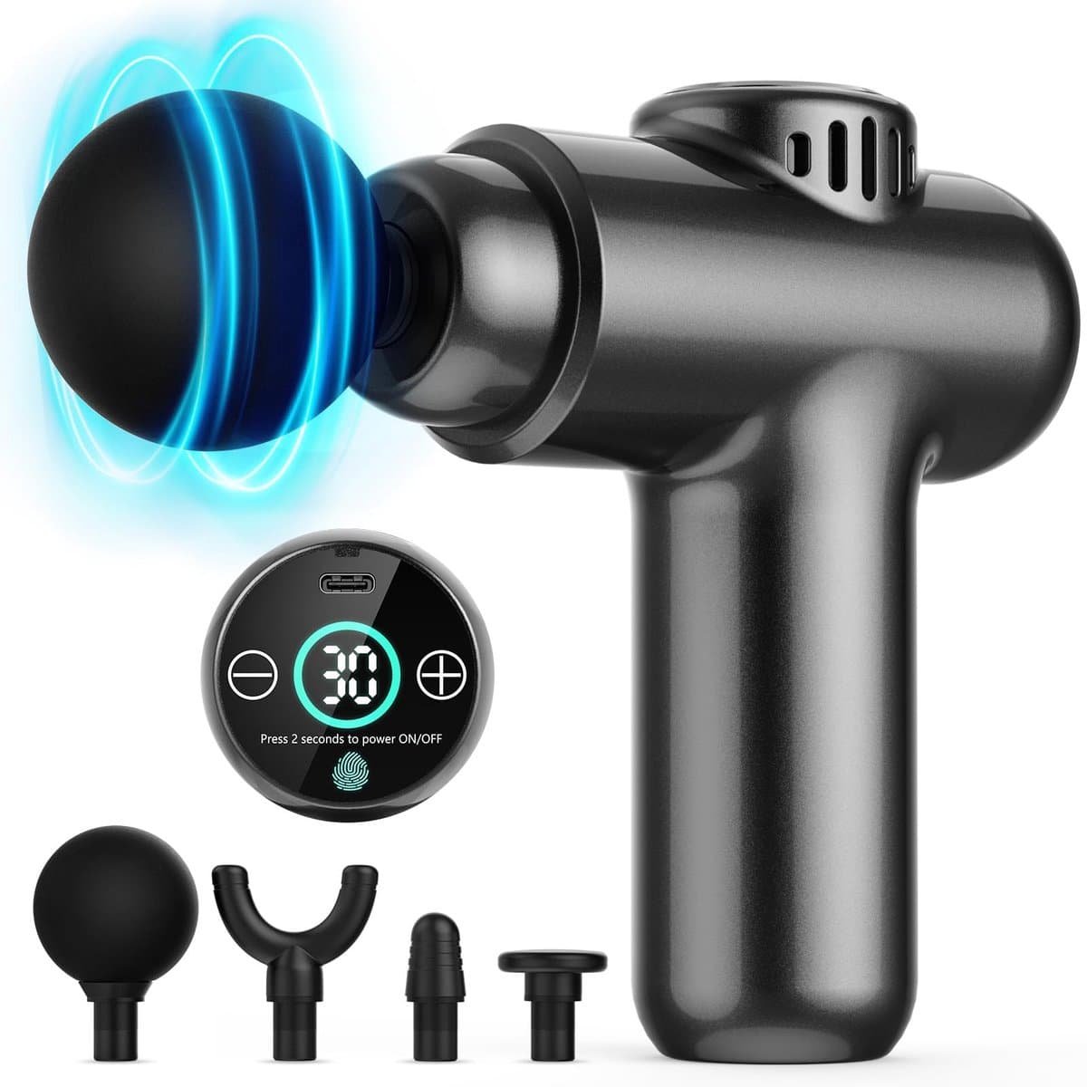 SnelShoppen - Massagepistool Mini Massagegun, Professioneel Diepweefsel Massagepistool, Draagbare Masseur met 30 Snelheden en LCD Touchscherm, Voor Sp — afbeelding 1