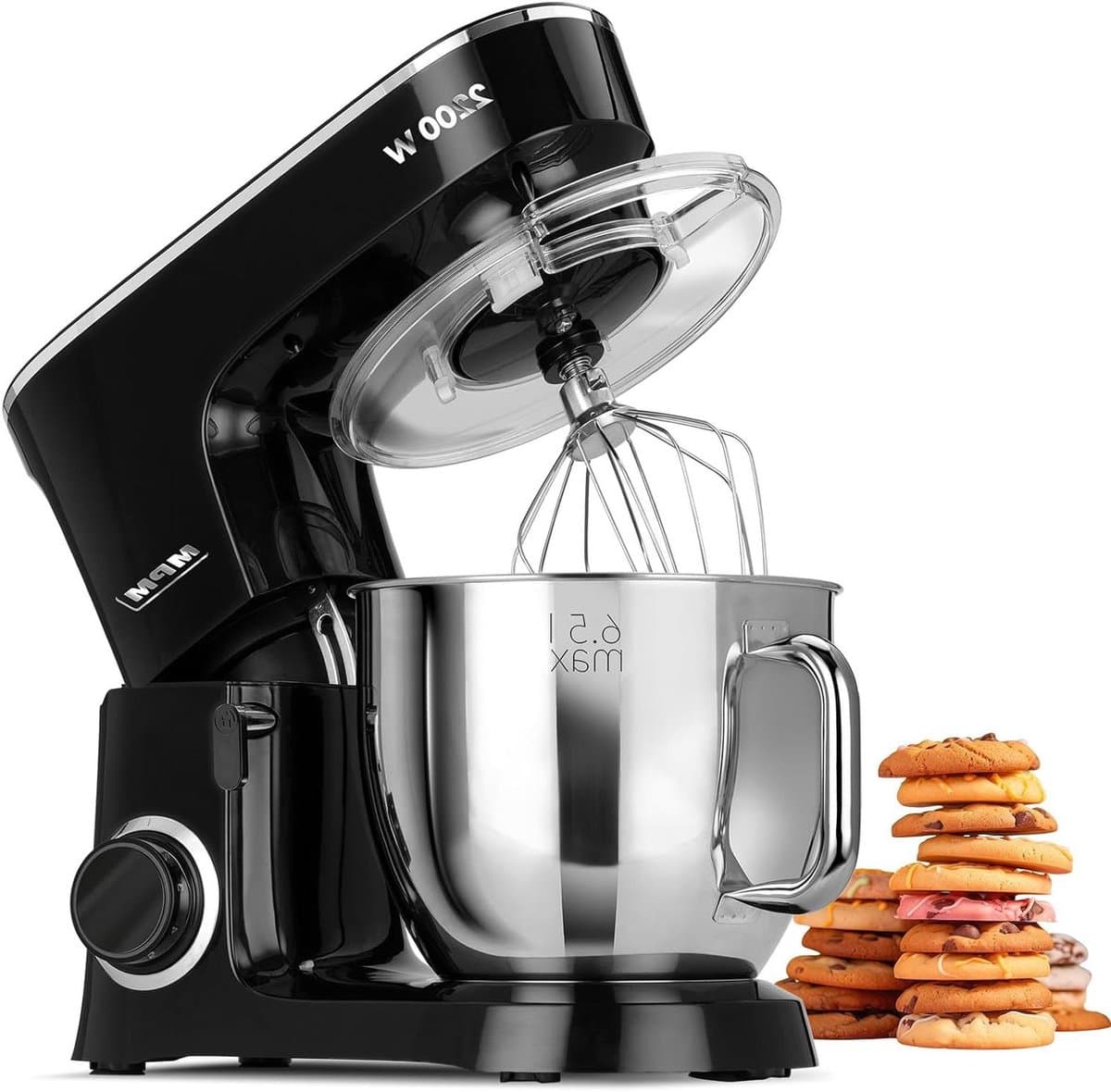 Keukenmachine - Bakmixer Robot - Zelf Bakken - Krachtige 2200W Motor - 6.5 Liter Kom - Zwart — afbeelding 1