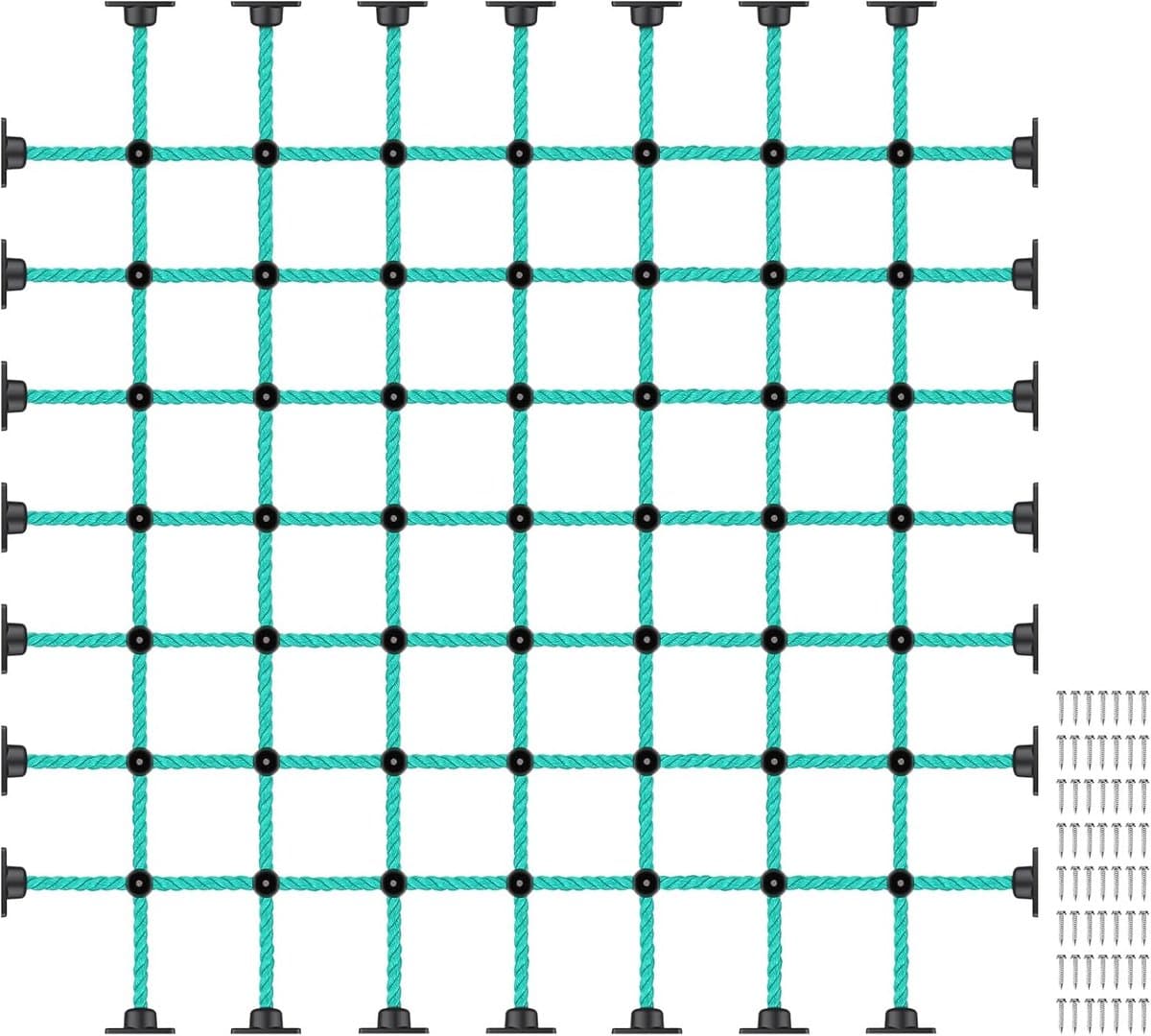 Klimnet voor kinderen met installatiebasis voor 152,4 cm × 152,4 cm, houten frames, 1000 lb-capaciteit, ladder, klimnet, ladder voor speeltuinen, boomhutten, schommelsets en obstakelbanen — afbeelding 1