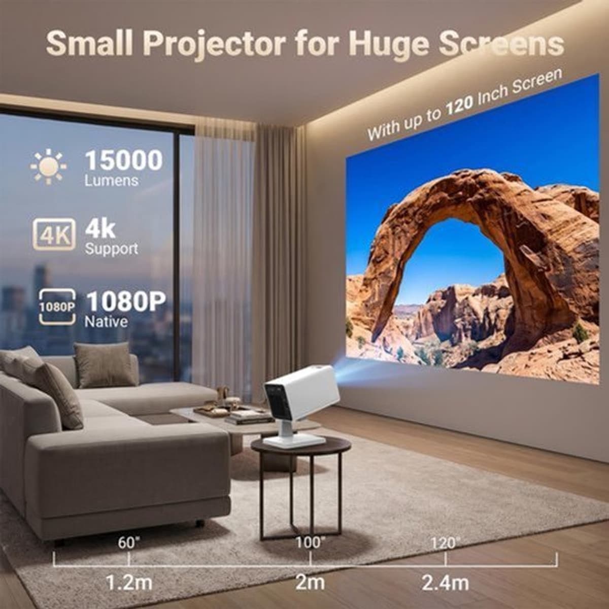 Beamer LCD - 1280 x 720 Resolutie - 1920 x 1080 Output - Optische Glazen Lens - Voor Thuisbioscoop - Smart Projector — afbeelding 1