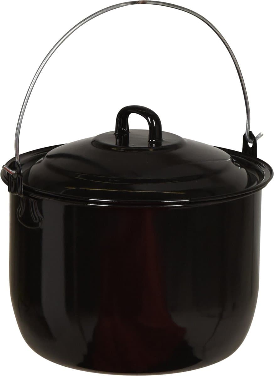 Ambiance Emaille Pan Met Deksel Voor Bbq Ø 24 Cm 6,7 Liter Zwart — afbeelding 1