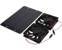 Allecto - Pissente 10W 12V Solar Panel Ventilator Kit - Dubbele Waterdichte Afzuigventilator voor Gewassen en Dieren