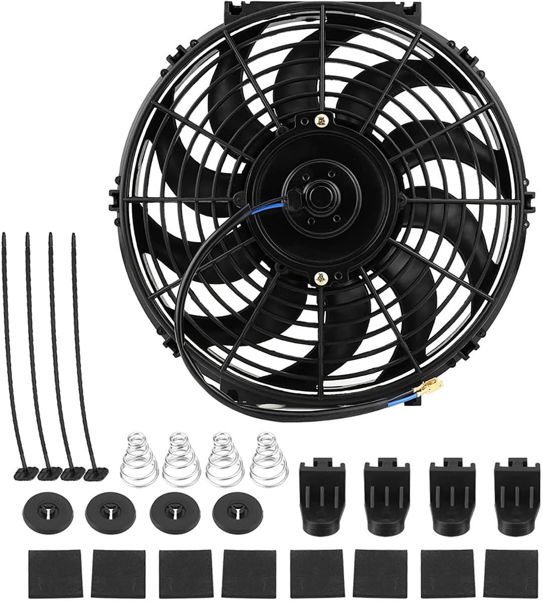 Dailygoods - Dailygoody - Elektrische autoventilator - Universele koelventilator - 12 inch - Zwart - Extra ventilator - Ideaal voor auto en caravan — afbeelding 1