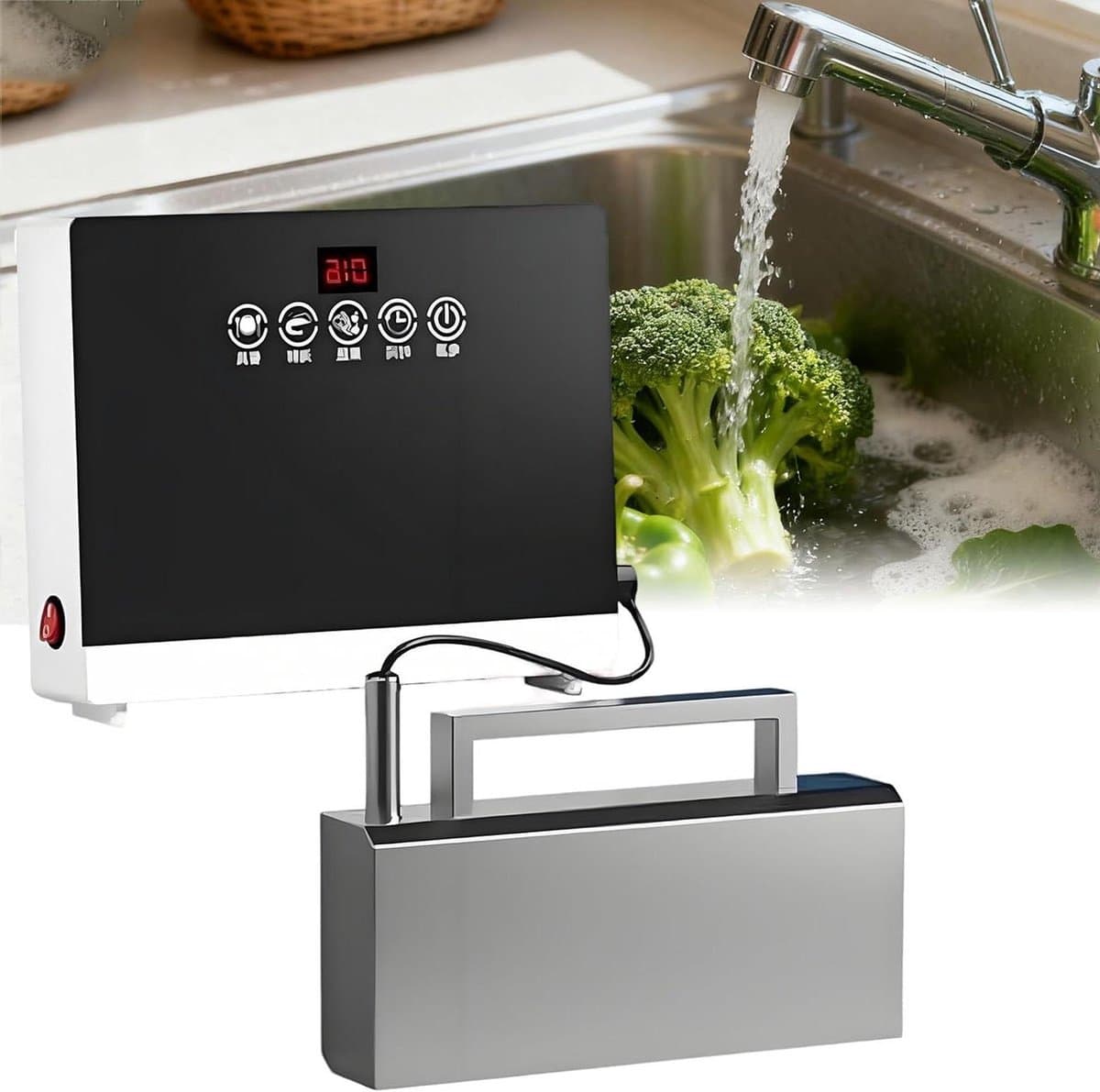 Draagbare Vaatwasser - Mini Afwasmachine - Keuken Reinigen - Sonische Reinigingstechnologie - 24.3 cm - Zilver — afbeelding 1