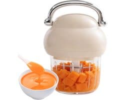 Mini Keukenmachine - Voedselhakker - Ingrediënten Bereiden - Draadloos Gemak - 350ml Capaciteit - Beige