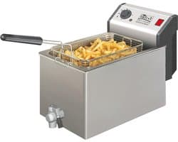 Friteuse - Frituurpan - Grote porties frituren - Dubbel verwarmingselement - 8 liter - Inox