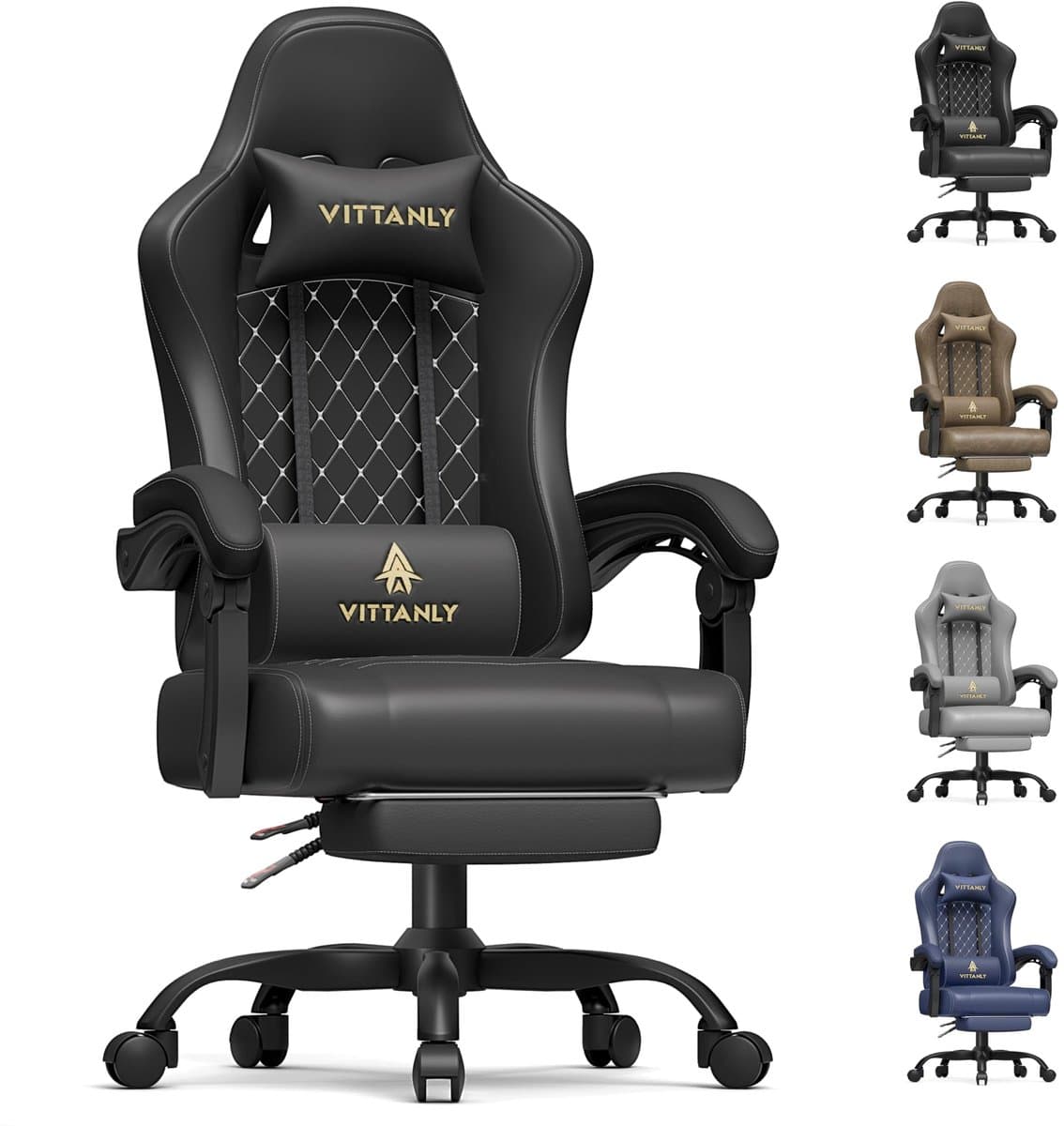 Homaxy - Game Stoel - Gaming Stoel - Bureaustoel - Ergonomische Bureaustoel - Gamestoel - Verstelbaar - Gaming Chair - Inclusief voetensteun - Zwart — afbeelding 1