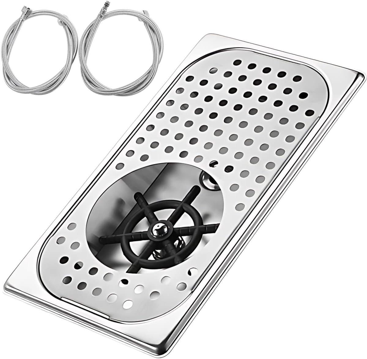 Flessenwasmachine Glazenspoeler - Bekerspoeler Spoelbak - Snel Glazen Reinigen - Multi-hoek Wateruitlaat - 38 x 22 x 9 cm - Zilver — afbeelding 1