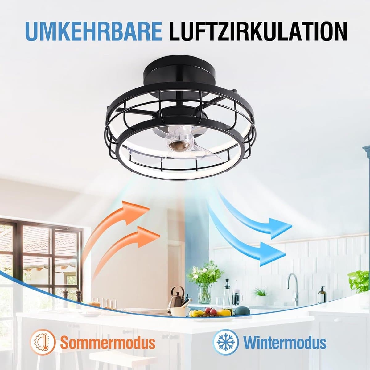 Stille Plafondventilator met Verlichting en Afstandsbediening - Dimbaar, 6 Snelheden, Ideaal voor Woonkamer en Slaapkamer — afbeelding 1