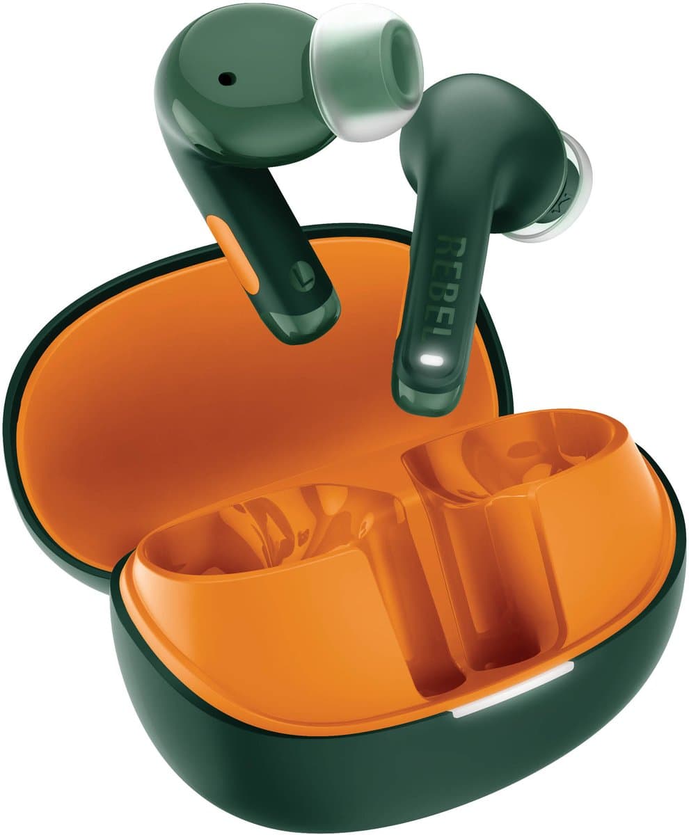 Fresh 'n Rebel Twins Fuse 2 - Draadloze oordopjes - Noise Cancelling oortjes met 36 uur speeltijd - Met Microfoon en App - Velvet Green + Flaming Orange — afbeelding 1