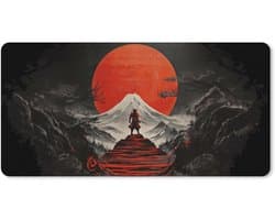 Muismat XXL 120x60 cm - Bureau onderlegger - Bureau mat Krijger - Rode trappen - Zon - Berg - Bureaumat - Gaming mousepad xl - Bureaulegger groot - Computer deskmat