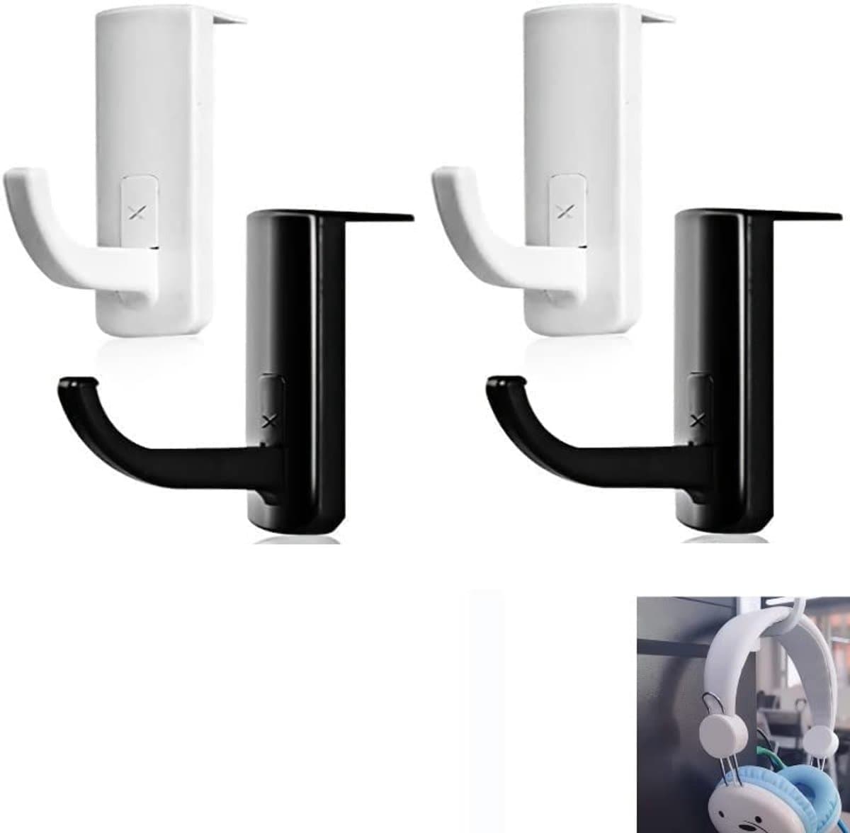 Hoofdtelefoonhouder met zelfklevende haak - Universele headsetstandaard (4 stuks) — afbeelding 1