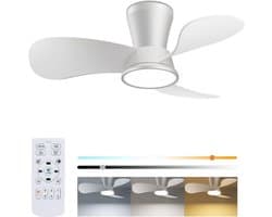 Thuys – Stille Plafondventilator – Met Verlichting – 30 dB – 76 Cm Diameter – Groot Luchtvolume – Afstandsbediening – Timerfunctie