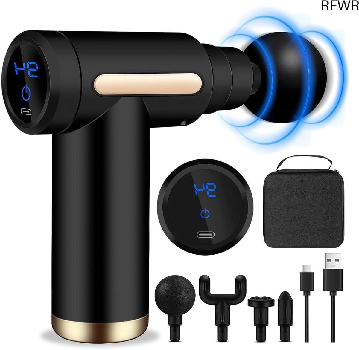 RFWR® Mini Massagepistool met 6 Snelheden en LCD-Scherm - Draagbaar en Stil voor Spierpijnverlichting — afbeelding 1