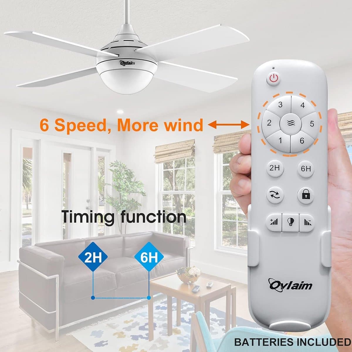 Stil Zwarte Plafondventilator 122 cm met Licht en Afstandsbediening - Energiezuinige DC Motor — afbeelding 1