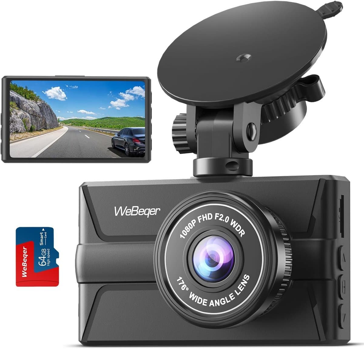 Auto Camera 1080P FHD met 3" IPS Scherm en 176° Groothoeklens — afbeelding 1