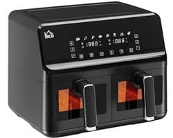 8-in-1 Airfryer met 2 Kamers en Temperatuurinstelling van 80-200°C, 2500W, Antiaanbaklaag en Digitale Timer