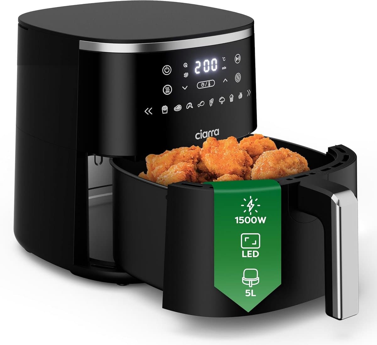 Airfryer 5 Liter met Digitale Touch Bediening - Zonder Olie Frituren, Bakken & Drogen – 8 Programma's — afbeelding 1