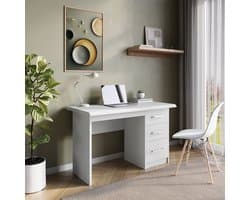 Bureau 120 cm met lades – compact wit bureau met opbergruimte