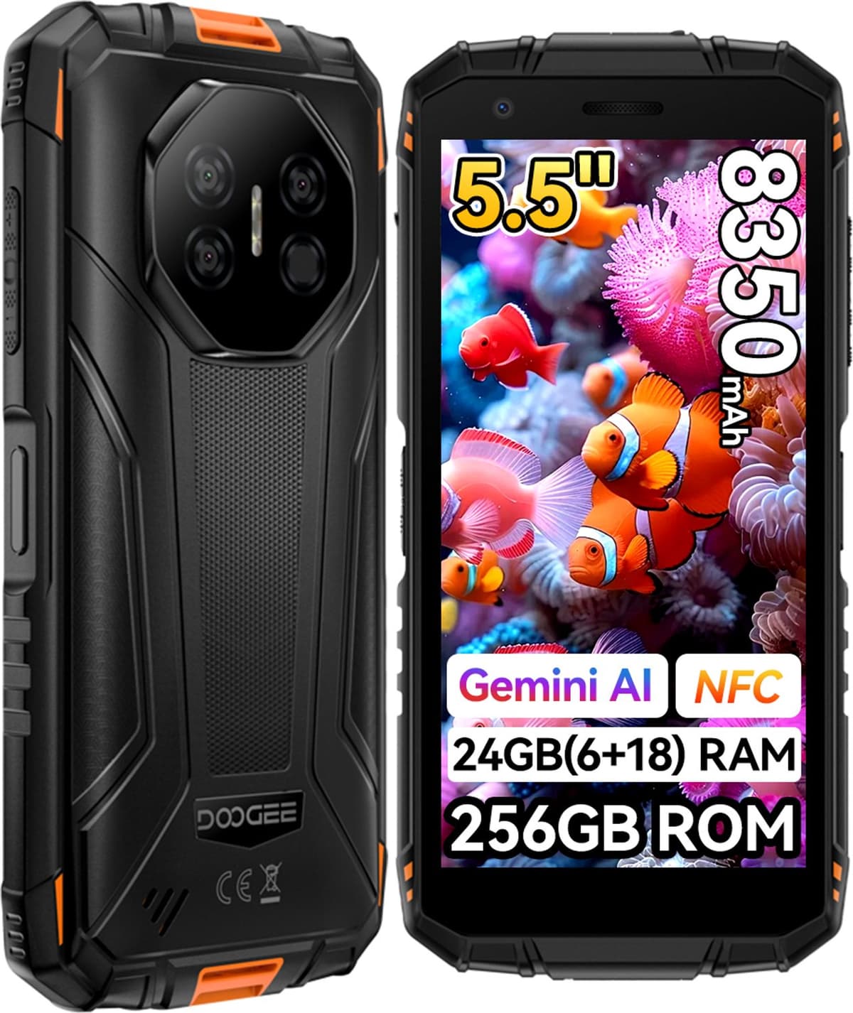 DOOGEE Fire 3 Ultra Robuuste Smartphon 24GB(6+18) RAM 256GB ROM Oranje — afbeelding 1