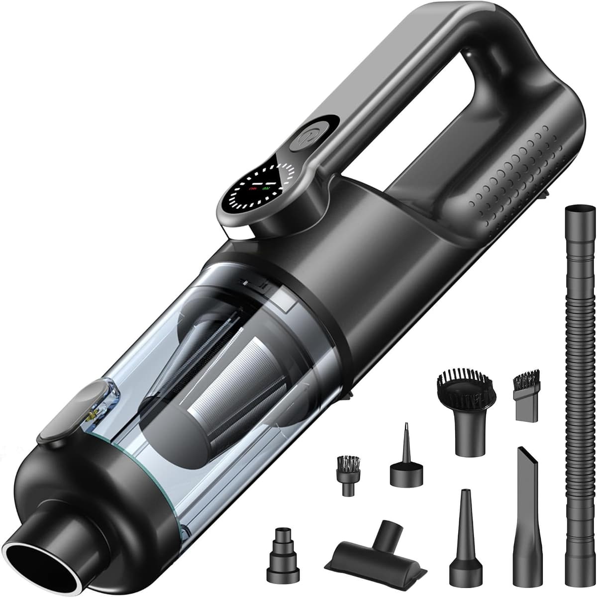 Draadloze Autostofzuiger 18000 Pa – 2-in-1 Kruimeldief en Luchtblazer – LCD-display – Tot 35 Minuten Gebruiksduur – 7 Opzetstukken – 2 Wasbare HEPA-filters – Zwart — afbeelding 1