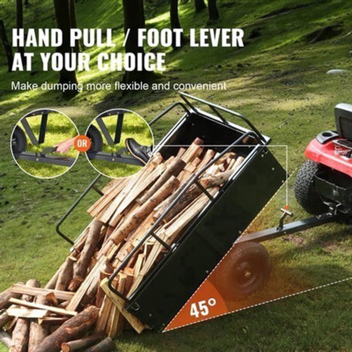 Tuinaanhangwagen - Utility Trailer - Dumpkar - Zwaar Uitgevoerd - met Afneembare Zijkanten - voor Rijden - Grasmaaier - Tractor - Ijzer - 200 x 76 x 76 cm - Zwart — afbeelding 1