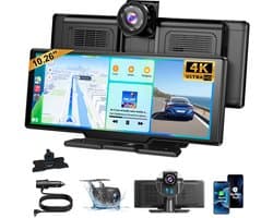 ESSGOO CarPlay-scherm 10,26 inch - 4K-dashcam - Apple CarPlay en Android Auto - achteruitrijcamera