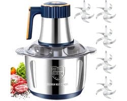SnelShoppen - 5L Elektrische Keukenmachine, Vleesmolen, Multi-Hakmolen van Roestvrij Staal, 5 Snelheden, 6 Roestvrijstalen Messen, 5 Set Messen, Perfe