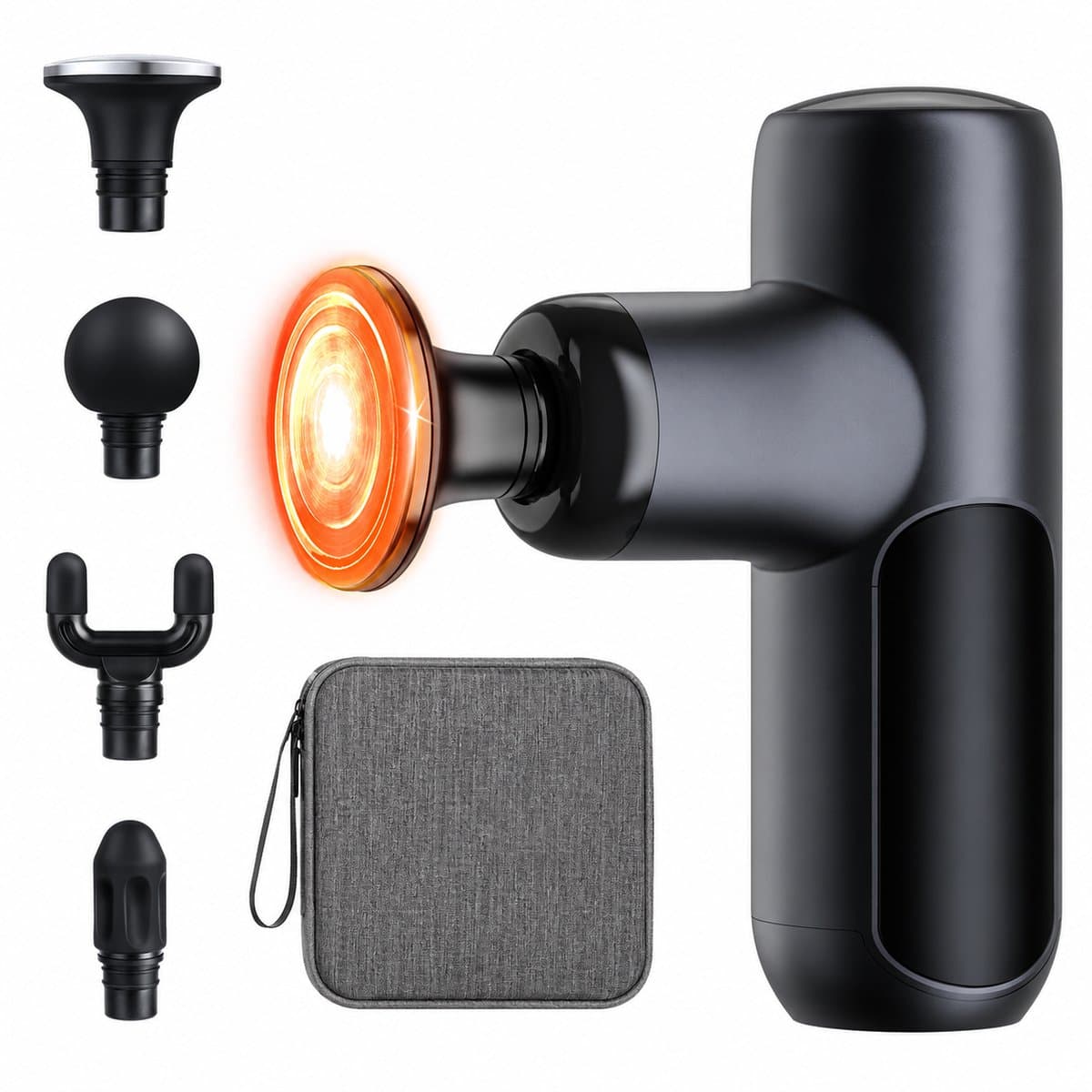 Massage Gun met Warmtefunctie, 4 Massagekoppen, 5 Snelheden, Stil en Oplaadbaar via USB-C, 3200 RPM — afbeelding 1
