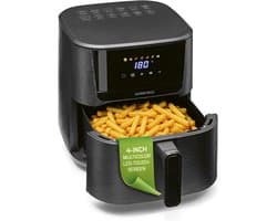 GOURMETmaxx heteluchtfriteuse 6,5 l, airfryer met 7 programma’s, gekleurde pictogrammen, 1600 W, 5 functies, 4-inch multicolor LED-touchdisplay, timer van 60 minuten, 80–200 °C voor friet, kip en dergelijke