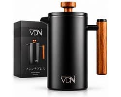 VDN French Press Cafetiere 0.7L - Dubbelwandige RVS Koffiemaker - Koffiepers voor 4-5 Kopjes - Zwart