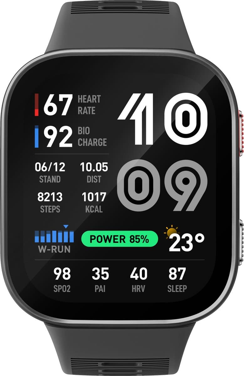 Amazfit Bip Max 50 mm Smartwatch, 2,07 inch AMOLED-display, 20 dagen batterijduur, GPS, 4 GB geheugen, Offline kaarten, Fitness tracker, Hybride training, 150+ sportmodi, HYROX-modus, 5 ATM voor Android, Koolstofgrijs — afbeelding 1