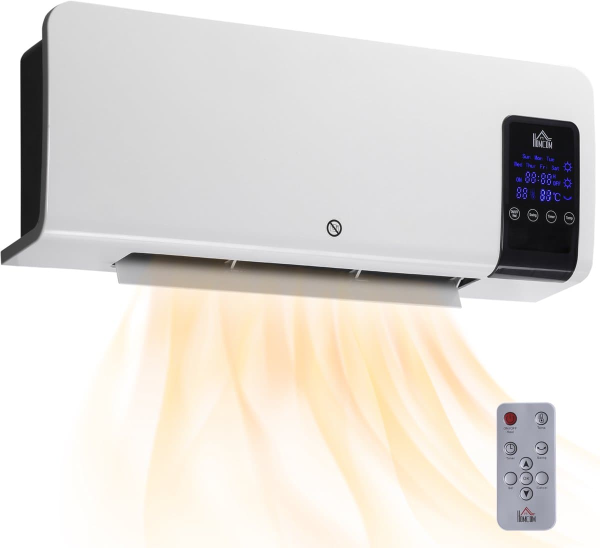 HOMCOM-Wandverwarming-ABS-54,5x12x21,5cm-Wit — afbeelding 1