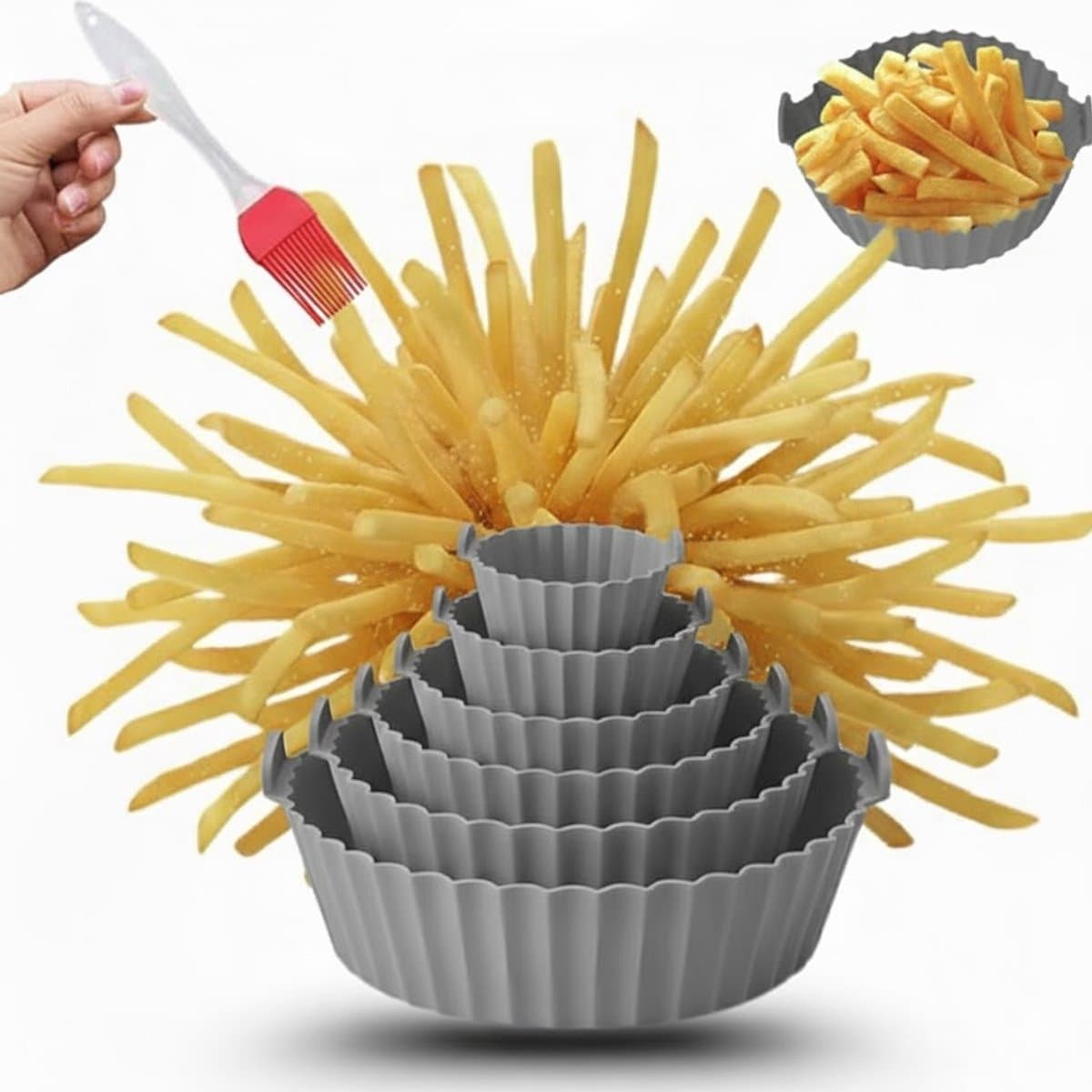 Keukenvriend © Airfryer siliconen bakje - siliconen airfryer set 7 stuks - Grijs - Heteluchtoven — afbeelding 1