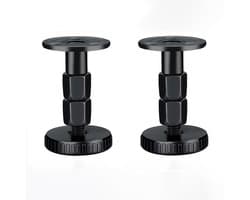 2-stuks Hoofdeinde Stabilisatoren - Hoofdbordstopper - Anti-schudhulpmiddel voor naast het bed - Verstelbaar bedframe - Inclusief lijm, schuimrubberen kussentjes en schroeven - 62-80mm - Geschikt voor bedden, kasten en banken - Zwart