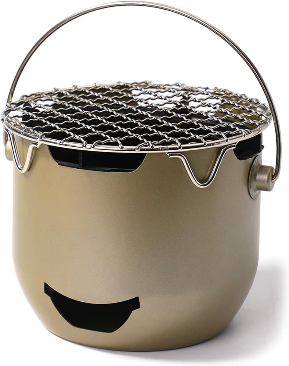 Grill - Draagbare houtskoolgrill - Mini houtskoolgrill van roestvrij staal - Kleine buitengrill - Geschikt voor kamperen, barbecueën in de achtertuin, campers en picknicks (Groen) — afbeelding 1