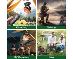 Campingventilator met LED-lantaarn - Oplaadbare 20.000 mAh Ventilator met Afstandsbediening en Haak - 270 Graden Draaibaar en Instelbare Snelheid voor Binnen en Buiten