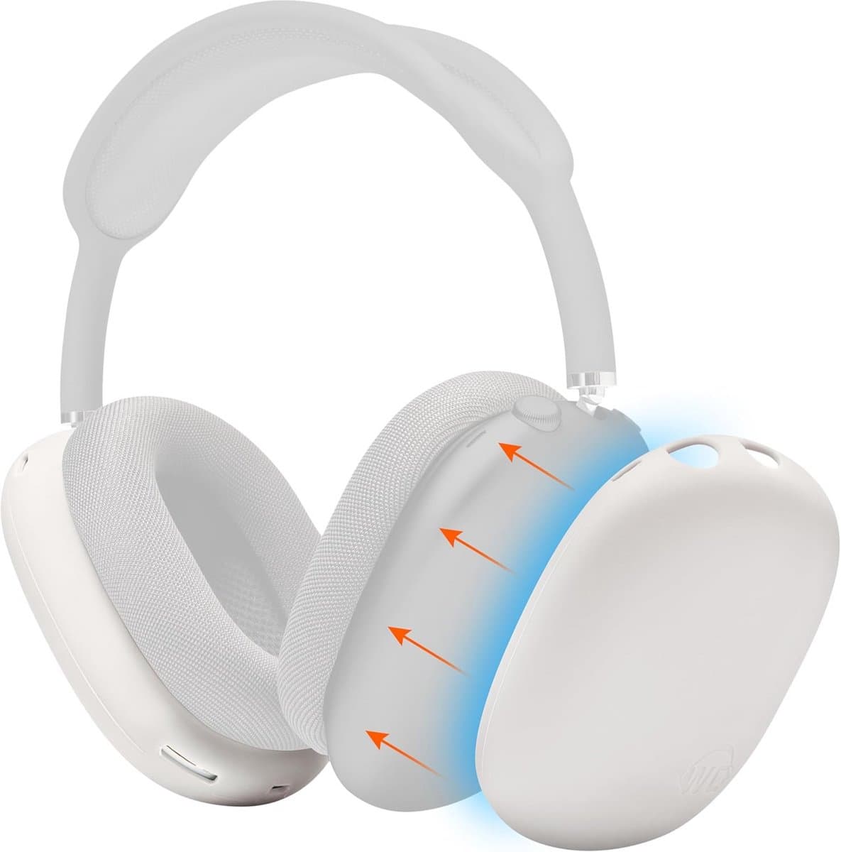 Beschermhoes Oorschelpen voor AirPods Max – Premium Siliconen Buitenkant – Beige — afbeelding 1