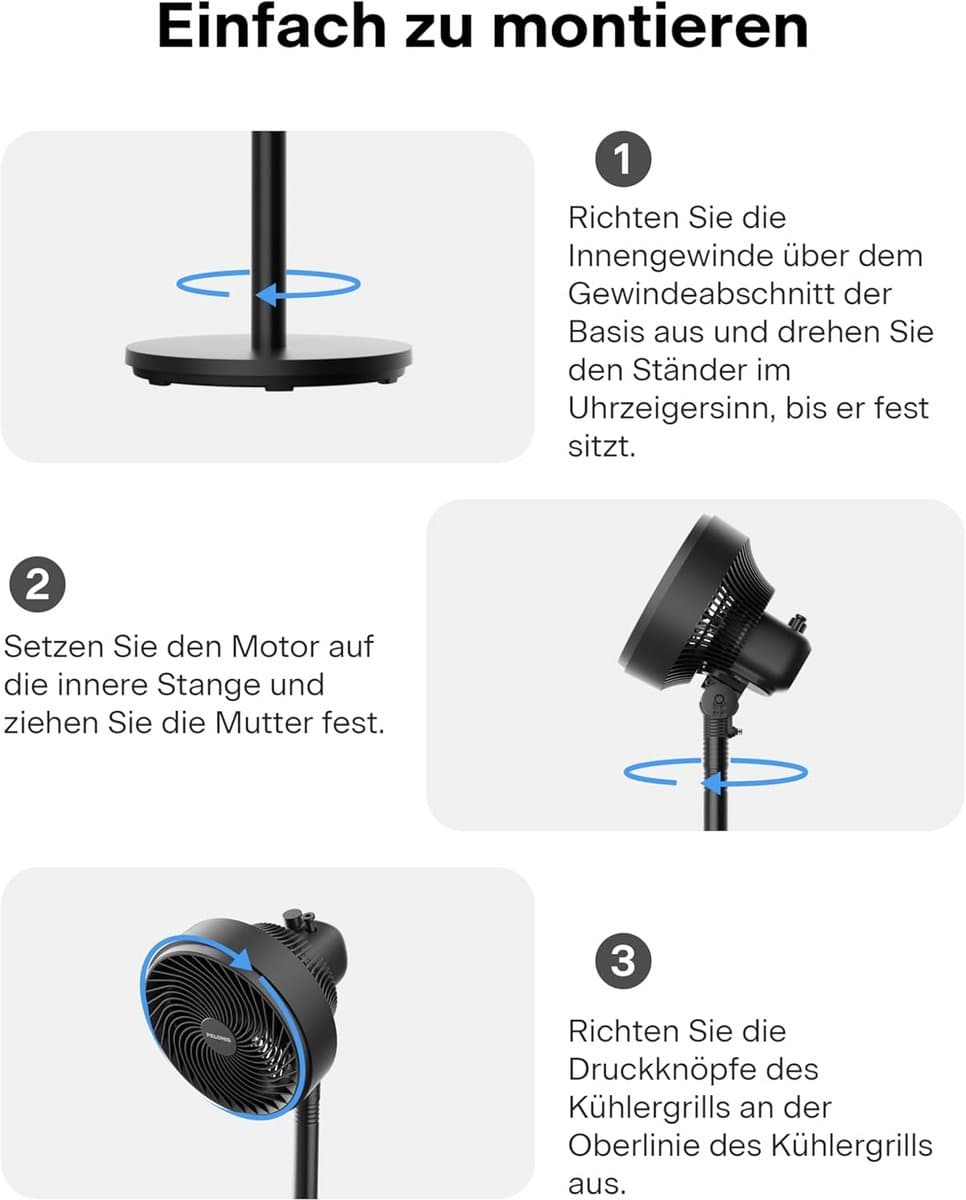 Krachtige Staande Ventilator 45 cm Zwart - Verstelbaar — afbeelding 1