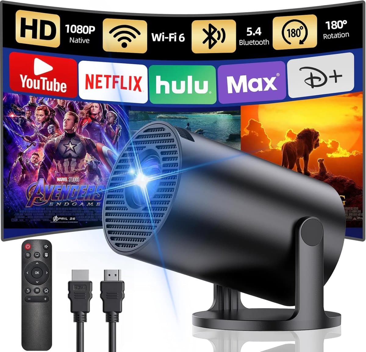 Mini Beamer - Film Projector met Bluetooth - Draagbare Beamer - 4K Kwaliteit — afbeelding 1